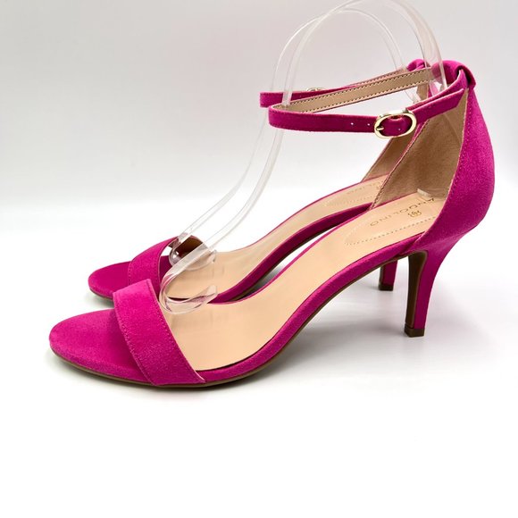 Bandolino Womens Size 10 Fuchsia Pink Faux Suede Microsuede Sandals Heels Shoes - Picture 6 of 13